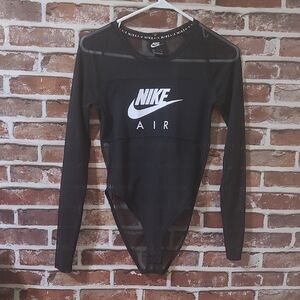 Nike Black Mesh Long Sleeve Bodysuit